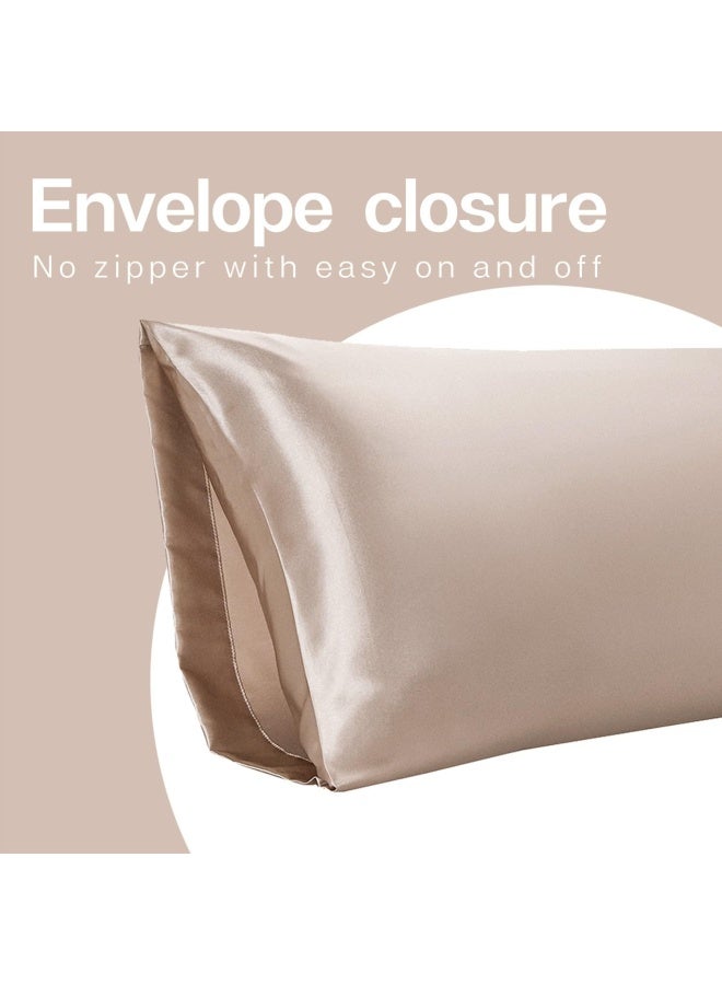 MR&HM MRHM Satin Body Pillow Cover Soft and Breathable Body Pillow Case with Envelope Closure Cooling and Silky Long Pillowcase for Hair and SkinGrey 20x54 Champagne - Image 4