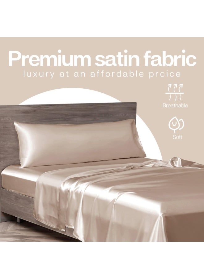 MR&HM MRHM Satin Body Pillow Cover Soft and Breathable Body Pillow Case with Envelope Closure Cooling and Silky Long Pillowcase for Hair and SkinGrey 20x54 Champagne - Image 3