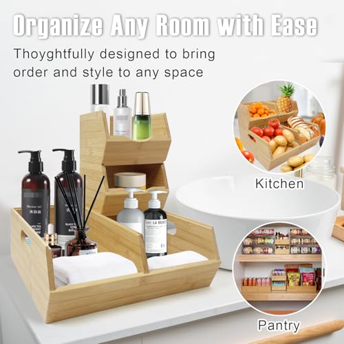 MinBoo Bamboo Stackable Pantry Storage Bins Potato and Onion Storage,Fruit Basket for Pantry Organization,Fruit Bowl for Kitchen Counter,Fruit and Vegetable Storage (Bamboo) - Image 5