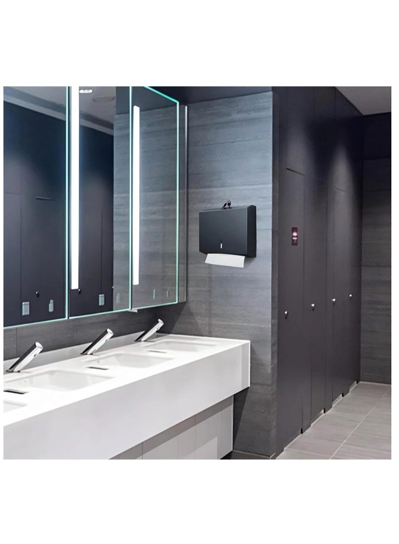 NXUS Stainless Steel Lockable Wall Mounted Paper Towel Dispenser for C/V Fold Towels (Black) - Image 3
