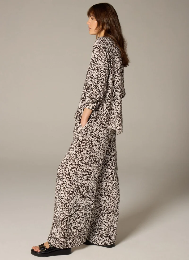 Matalan Et Vous Stone Animal Spot Wide Leg Co Ord Trousers