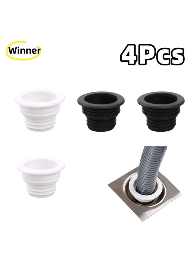 وينر سدادة سيليكون لخرطوم أنبوب الصرف الصحي للمطبخ والحمام، عبوة من 4 قطع (أبيض وأسود) - Image 1
