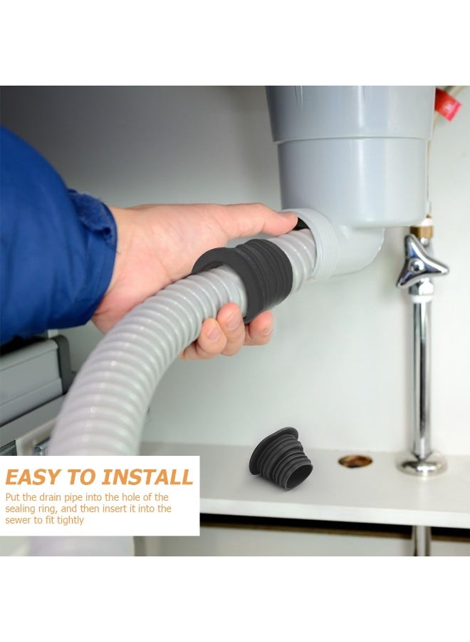 وينر سدادة سيليكون لخرطوم أنبوب الصرف الصحي للمطبخ والحمام، عبوة من 4 قطع (أبيض وأسود) - Image 4