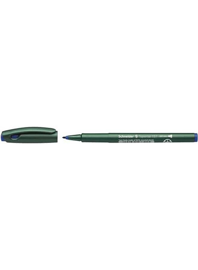 Schneider Topwriter 157 Fiber Tip Pen.8Mm Green Barrel Blue Ink Box Of 10 115703 - Image 3