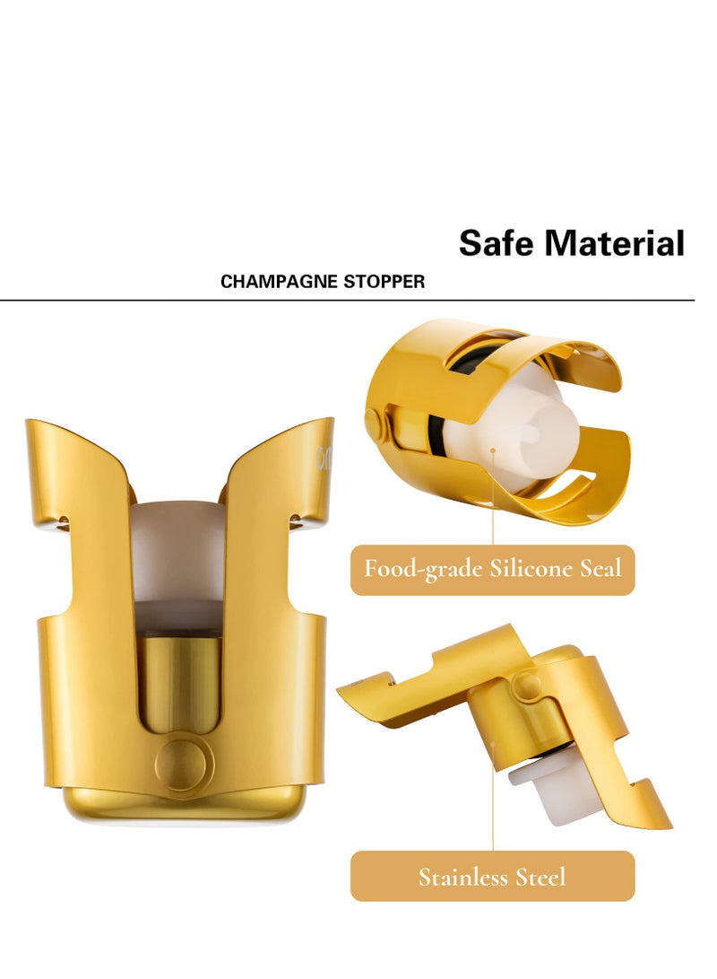 SYOSI Champagne Stoppers Stainless Steel Gold Sealer Stopper 6 Pack - Image 2