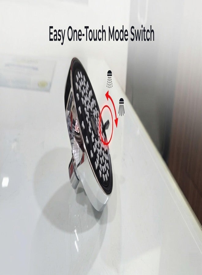 رأس دش علوي دائري بثلاثة تدفقات، مطلي بالكروم، قطر 5 بوصات، يُثبت على الحائط، تصميم عصري - Image 5