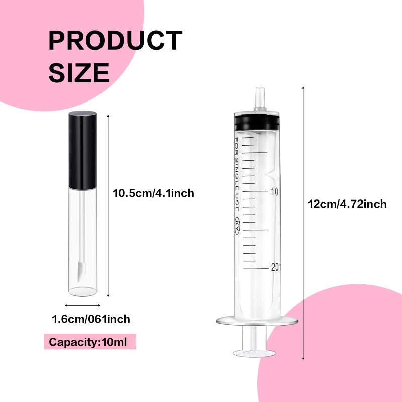 Bercoor Bercoor 30 Pack Lip Gloss Tube, 10ml Empty Refillable Lip Balm Bottle Clear Plastic Lip Gloss Container with Rubber Stoppers for DIY Makeup, Personal Cosmetic, Black, Sliver and Pink  - Image 3