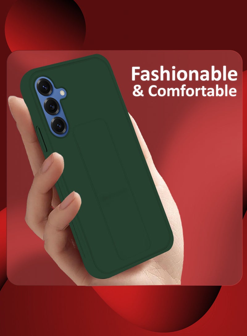 JOMILA Galaxy S25 Case Silicone with Stand Function Finger Grip Case Cover / Dark Green - Image 3
