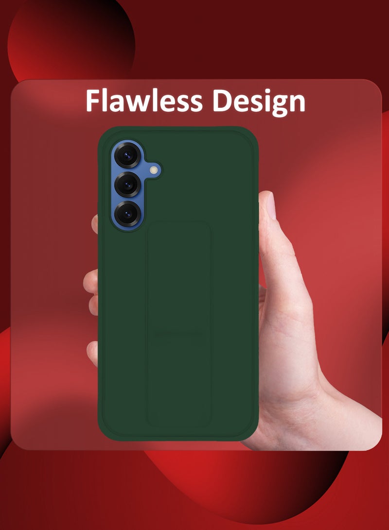 JOMILA Galaxy S25 Case Silicone with Stand Function Finger Grip Case Cover / Dark Green - Image 4