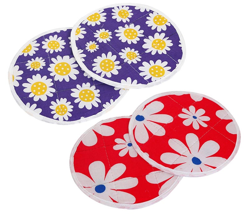 Padam Enterprises Cotton 4 Pieces Roti Cover/Chapati Cover/Roti Rumals (Red & Purple) 2 Piece Top & 2 Piece Bottom - Image 1