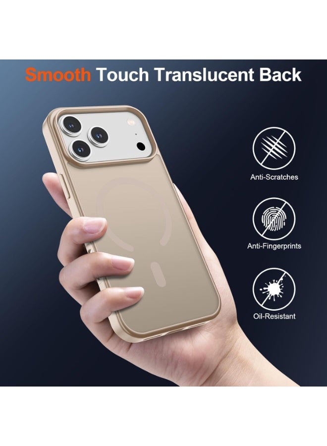 ACLIX Matte Magnetic Case for iPhone 17 Pro, Compatible with MagSafe, Plating Luxury Cover, Matte Soft TPU Shockproof Protective Phone Case | Desert Titanium - Image 5