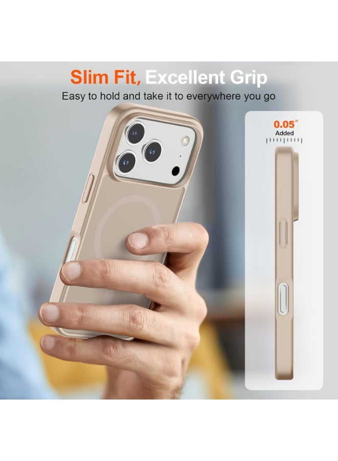 ACLIX Matte Magnetic Case for iPhone 17 Pro, Compatible with MagSafe, Plating Luxury Cover, Matte Soft TPU Shockproof Protective Phone Case | Desert Titanium - Image 4