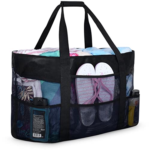 oscaurt Mesh Beach Bag Extra Large Waterproof Sandproof Beach Tote Pool Swim Bag Travel Vacation Essentials - Image 1
