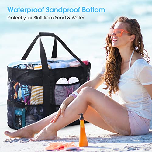 oscaurt Mesh Beach Bag Extra Large Waterproof Sandproof Beach Tote Pool Swim Bag Travel Vacation Essentials - Image 5
