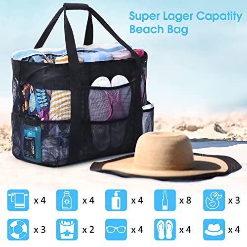 oscaurt Mesh Beach Bag Extra Large Waterproof Sandproof Beach Tote Pool Swim Bag Travel Vacation Essentials - Image 4