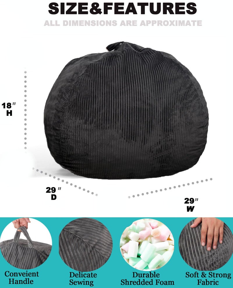 Kisoy Classic Bean Bag Chair, with Faux Rabbit Fur Cover for Teens and Kids, Memory Foam Bean Bag Chairs, Ultra Soft Faux Fur Fabric, 2.5 feet Round Fluffy Bean Bag Sofa - Image 2