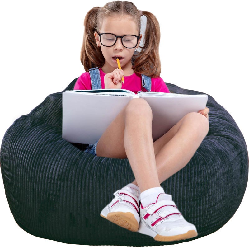 Kisoy Classic Bean Bag Chair, with Faux Rabbit Fur Cover for Teens and Kids, Memory Foam Bean Bag Chairs, Ultra Soft Faux Fur Fabric, 2.5 feet Round Fluffy Bean Bag Sofa - Image 1