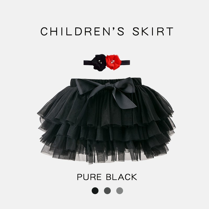 European American Toddler Skirt Set with Headband Black (including hairband) 