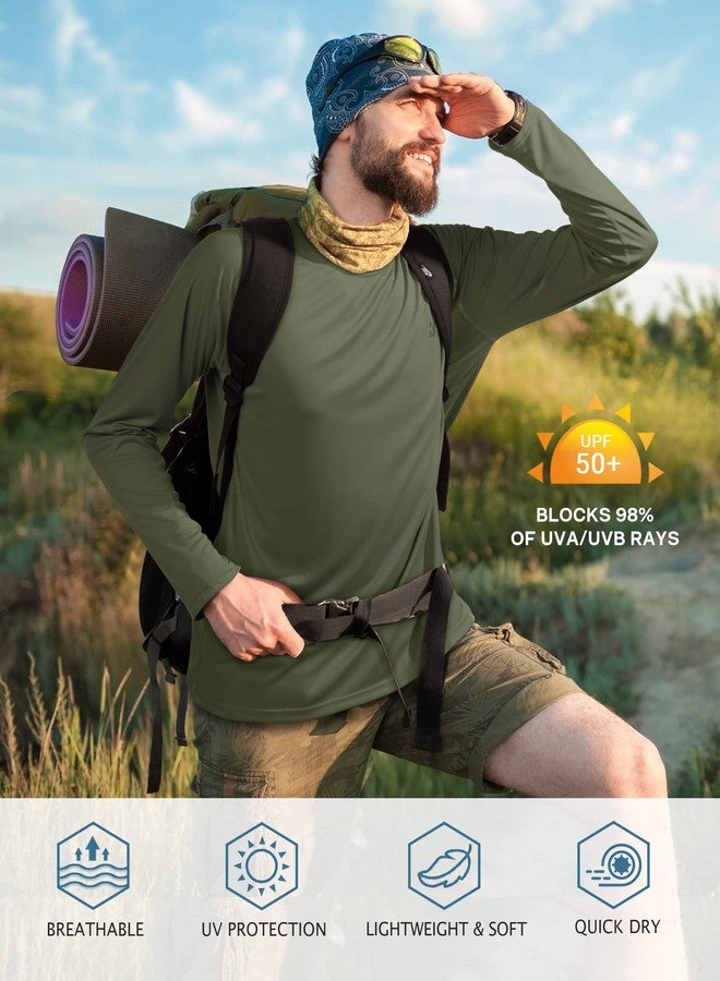 Roadbox قميص رجالي من رودبوكس، بعامل حماية من الشمس 50+، بأكمام طويلة، مناسب للغوص والصيد والمشي لمسافات طويلة والسباحة، لون أخضر داكن - Image 3