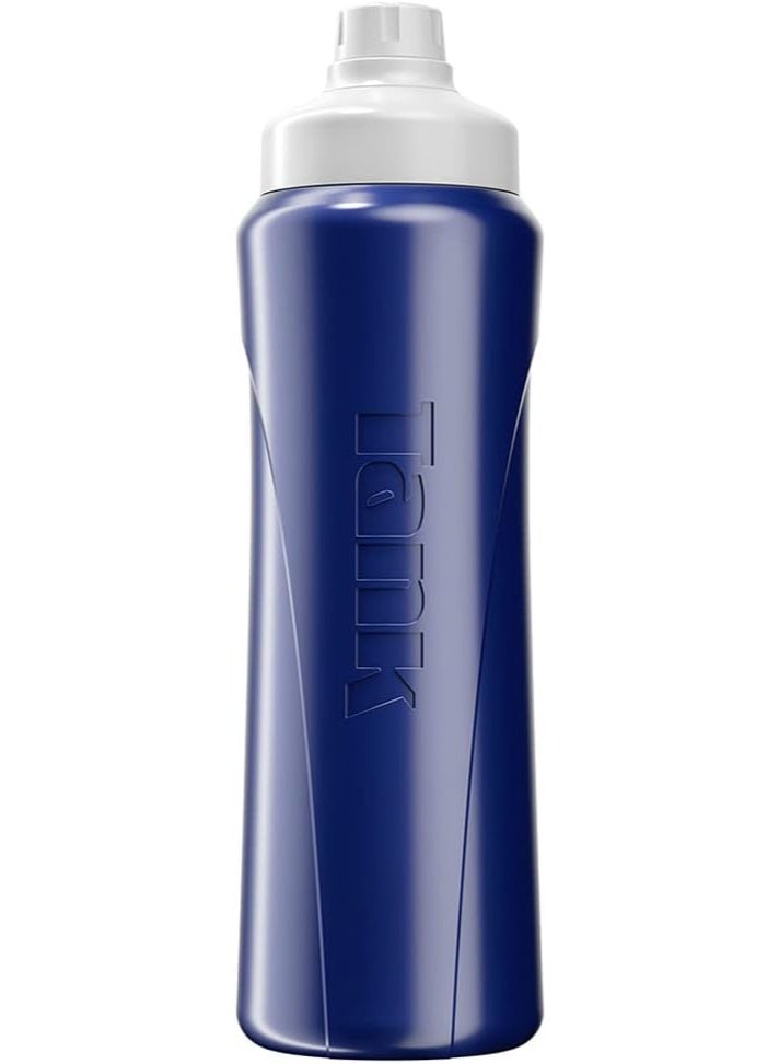 Tank Insulated Plastic Water Bottle, Dark Blue, 1L, BPA Free, Perfect for School, Gym, Outdoor Activities