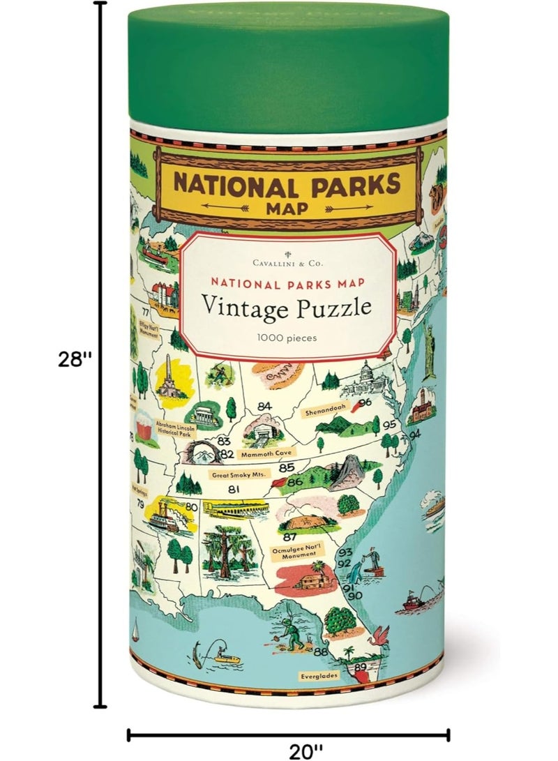 CAVANILLI & CO. Cavallini Papers & Co. National Parks Map 1,000 Piece Puzzle, Multi - Image 2