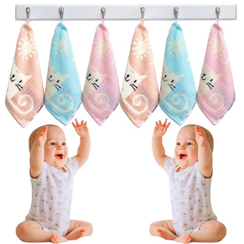 MOM CARE 100% Cotton Face Towels for Newborn Baby Super Soft Wash Cloth for Babies, Extra Soft hankies, Reusable Napkins High Absorbent Pack of 3 Multi Color 26 x 26 cm - Image 1