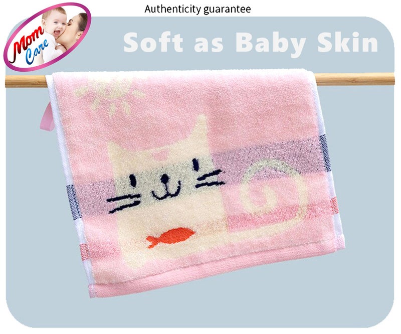 MOM CARE 100% Cotton Face Towels for Newborn Baby Super Soft Wash Cloth for Babies, Extra Soft hankies, Reusable Napkins High Absorbent Pack of 3 Multi Color 26 x 26 cm - Image 3