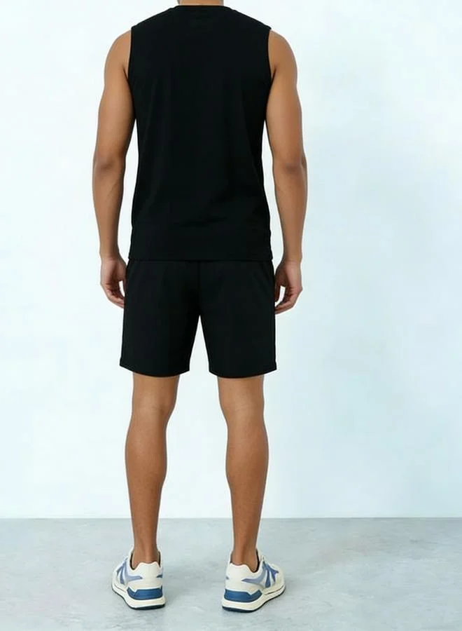 Take Two Men Solid Sleeveless Tank and Shorts Set