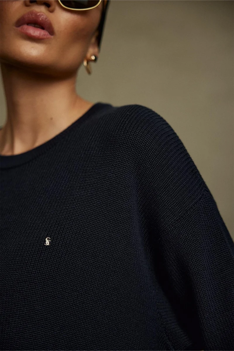 سود كوليكشن Navy Blue Caroline Basic Thin Sweater