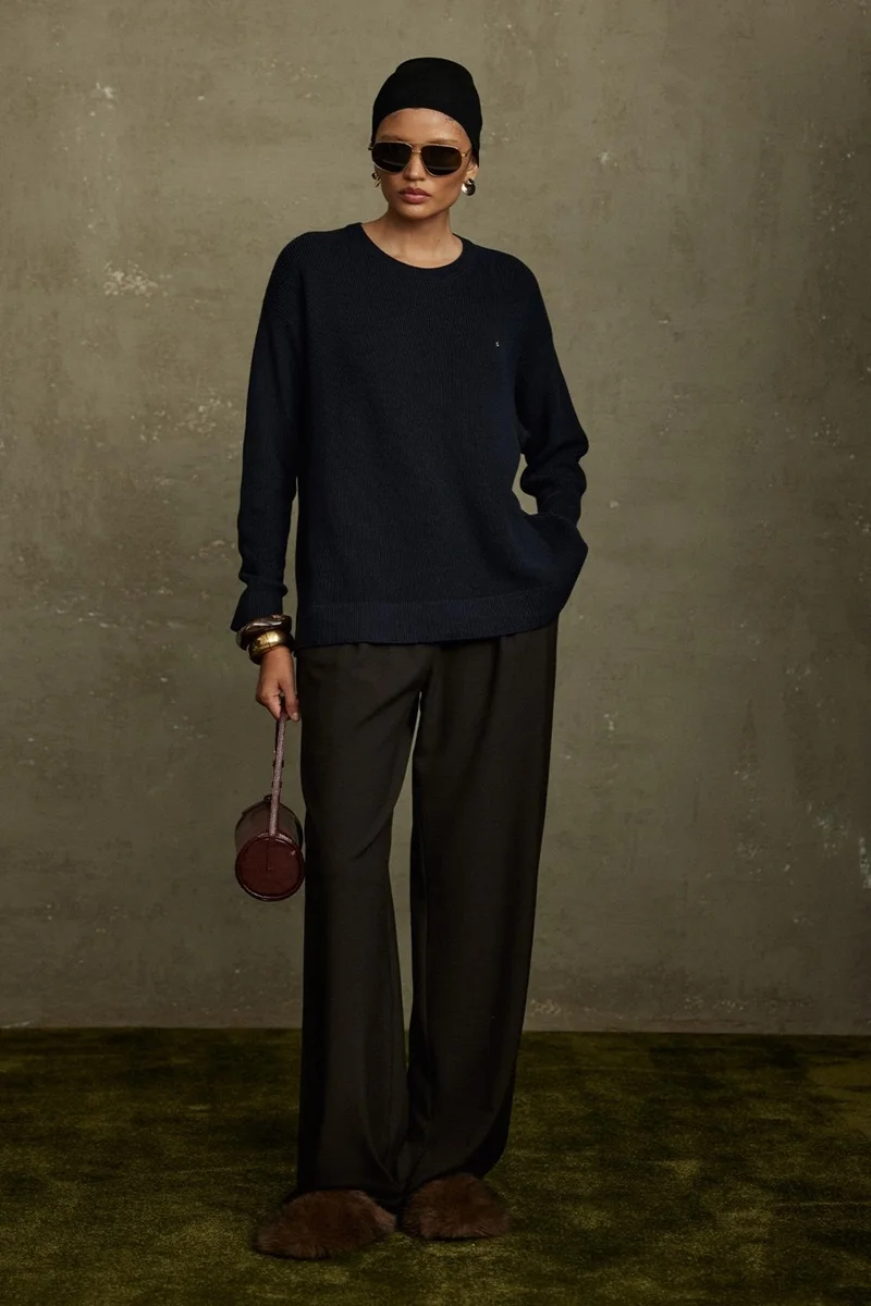 سود كوليكشن Navy Blue Caroline Basic Thin Sweater