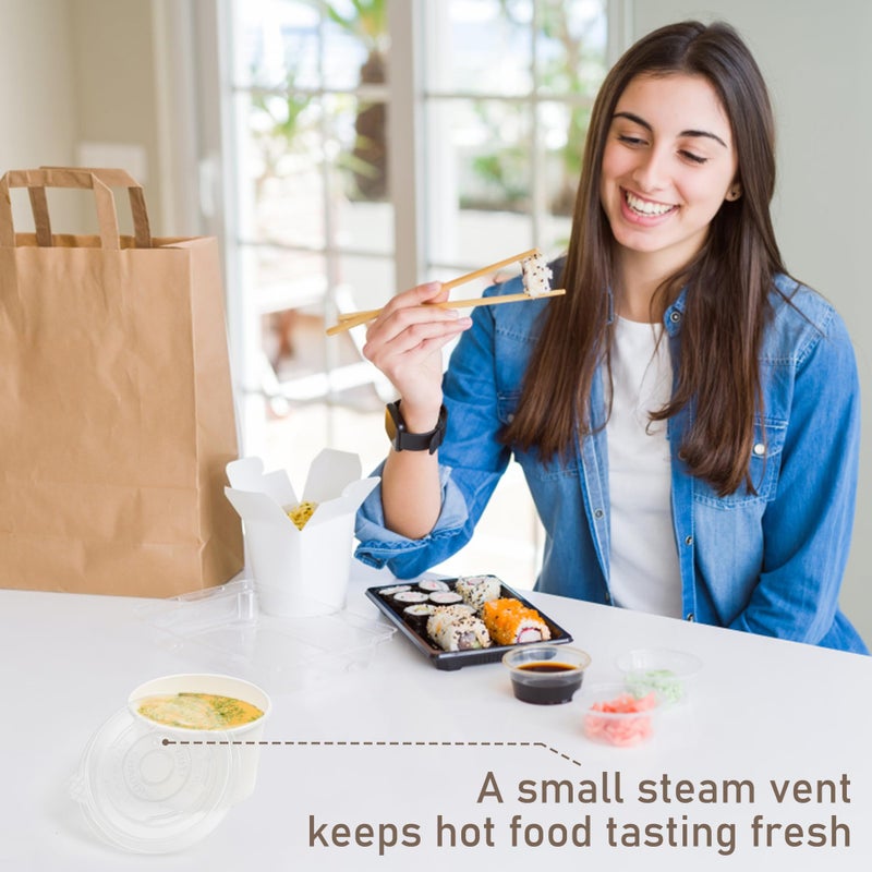 ESSENTIAL Paper Ice Cream Cups with Lids, 50pcs 8oz Disposable Dessert Bowls with Lids for Hot or Cold Food, Paper Snack Containers for Sundae, Frozen Yogurt, Soup (White) - Image 5