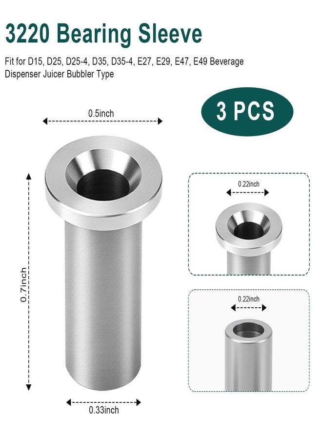 IFERLA 3220 Bearing Sleeve Compatible with Grindmaster Crathco Beverage Dispenser Parts Fit for D15, D25, D35 Beverage Dispenser Juicer Bubbler Type, Sleeve Bearing for 3220 D & E Serie (Pack of 3) - Image 2