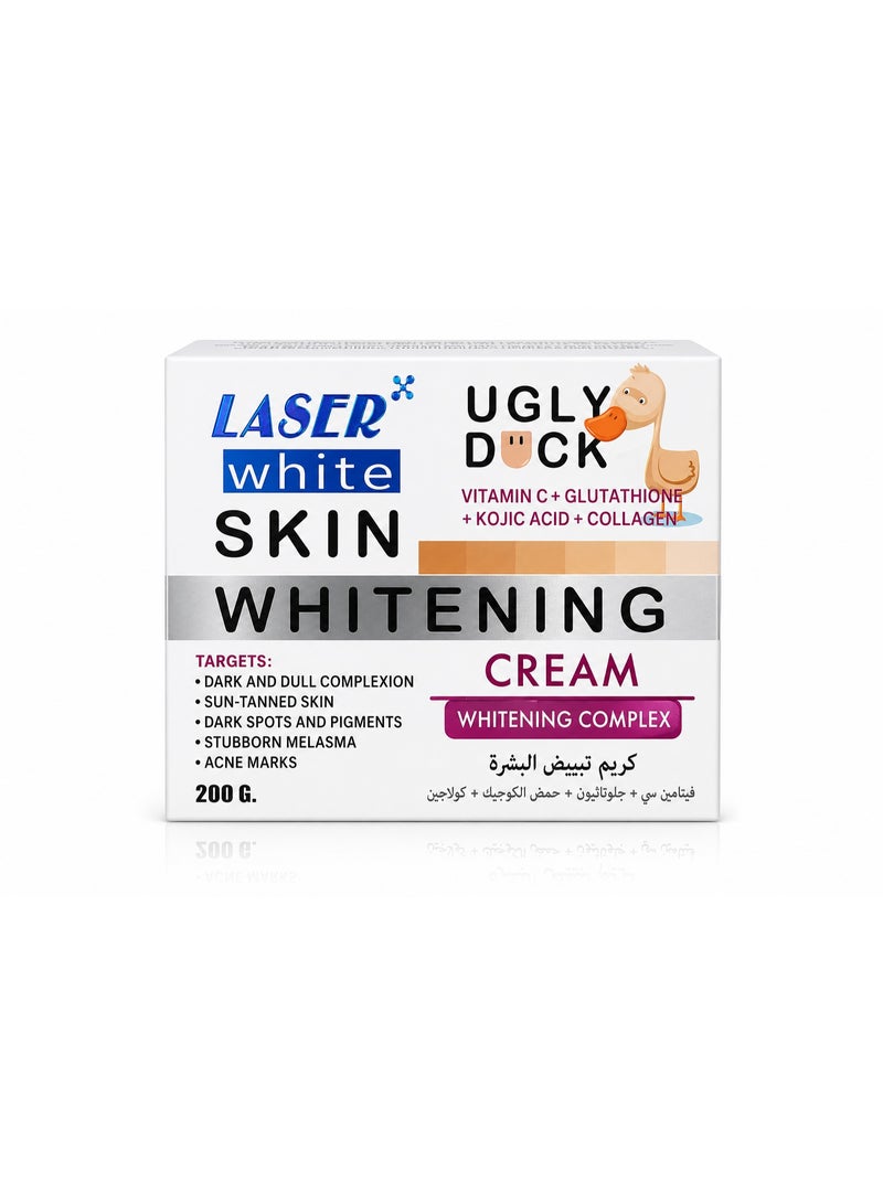 Laser White Skin Whitening Cream with Vitamin C, Glutathione, Kojic Acid & Collagen, 200g - Image 1
