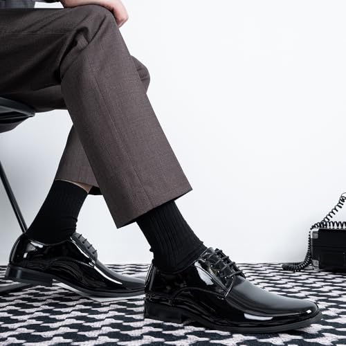 Jousen Mens Dress Shoes Formal Business Oxford Shoe Tuxedo Dress Shoes for Men (AMY9051A Black 13) - Image 2