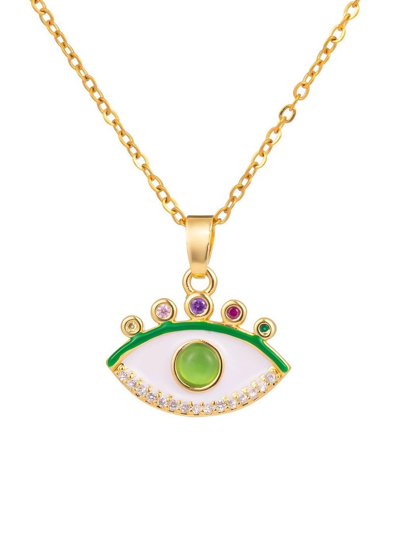 KAAF CREATIONS KaafCreations 18K Gold Plated Stainless Steel "Evil Eye" Necklace for women and girls,Pendant and Cubic Zirconia,40 +5 cm Chain,waterproof and hypoallergenic, long lasting and does not tarnish - Image 1