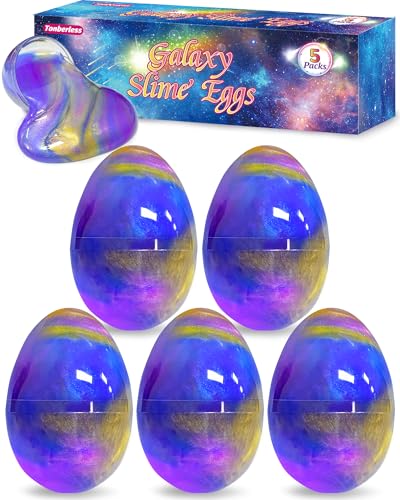 Tonberless 5 Pack Slime Filled Eggs Toys Prefilled Easter Eggs Basket Stuffers for Teens Kids Easter Egg Fillers Gifts Party Favors Treats for Teens Boys Girls Toddlers BluePurpleGold - Image 1