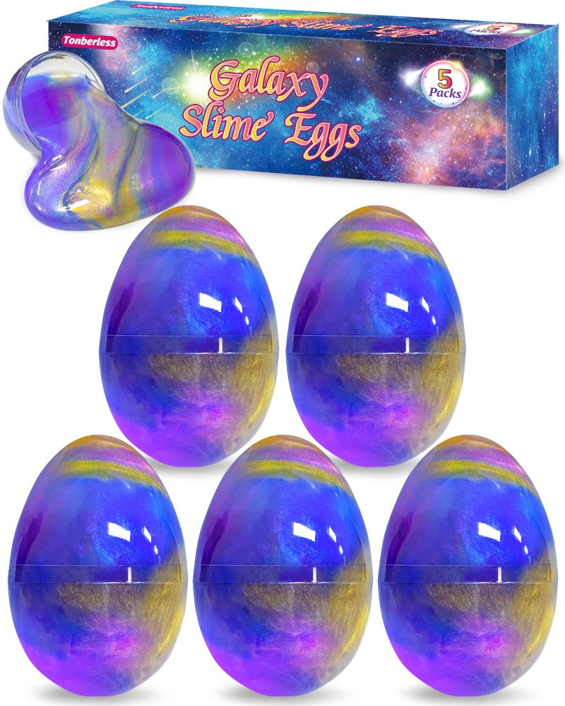 Tonberless 5 Pack Slime Filled Eggs Toys Prefilled Easter Eggs Basket Stuffers for Teens Kids Easter Egg Fillers Gifts Party Favors Treats for Teens Boys Girls Toddlers BluePurpleGold - Image 3