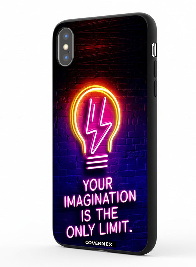 Covernex Apple iPhone Xs Protective Case Cover Printed Featuring Your Imagination Is The Only Limit Neon Lightbulb - Image 1