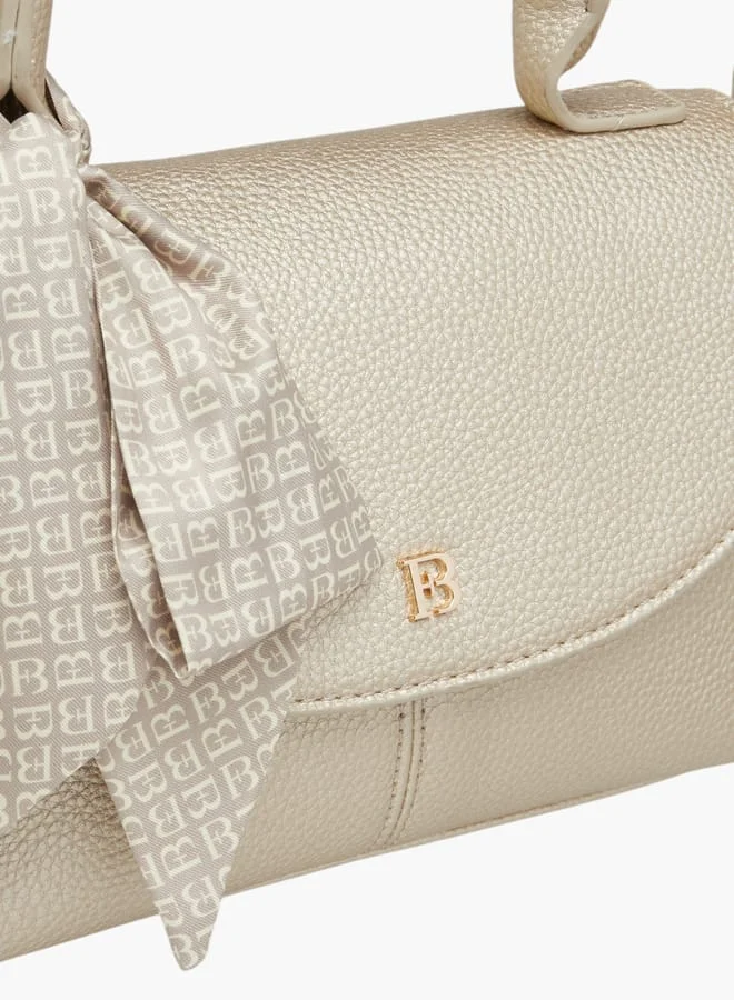 Flora Bella By Shoexpress Women Solid Crossbody Bag with Top Handle and Scarf Detail