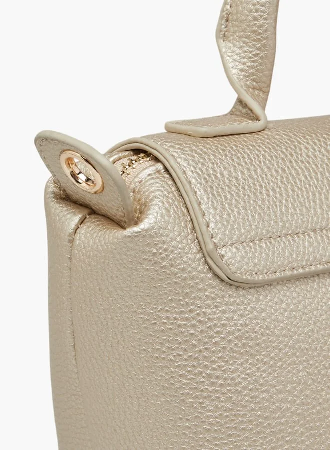 Flora Bella By Shoexpress Women Solid Crossbody Bag with Top Handle and Scarf Detail