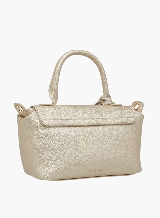 Flora Bella By Shoexpress Women Solid Crossbody Bag with Top Handle and Scarf Detail
