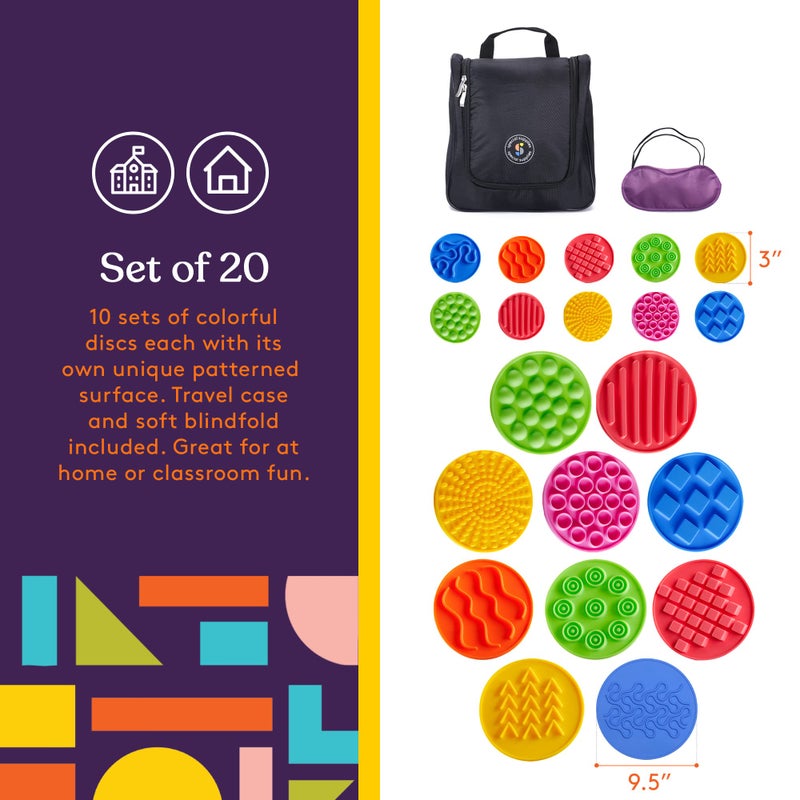 Special Supplies Matching Game Sensory Discs, 10 Sets, Tactile Stimulation for Kids, Supports Autistic and Processing Challenges, Calming and Stimulating Early Learning Play, Eye Mask Included - Image 3