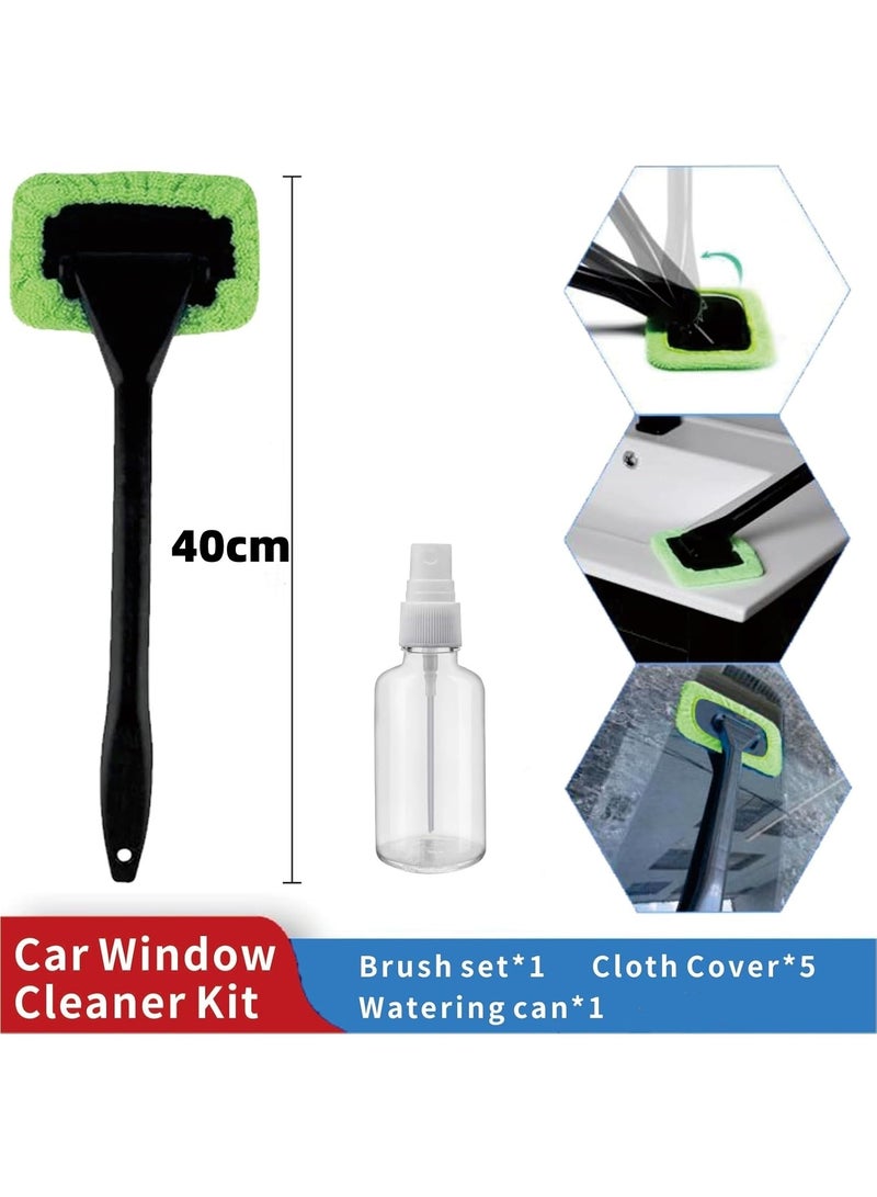 7pcs Car Windshield Cleaning Tool, Windshield Cleaner with with 5 Little Microfiber Pads That can be Washed/reused, Window Cleaner Tool, for Auto Glass Wiper (Green) - Image 2
