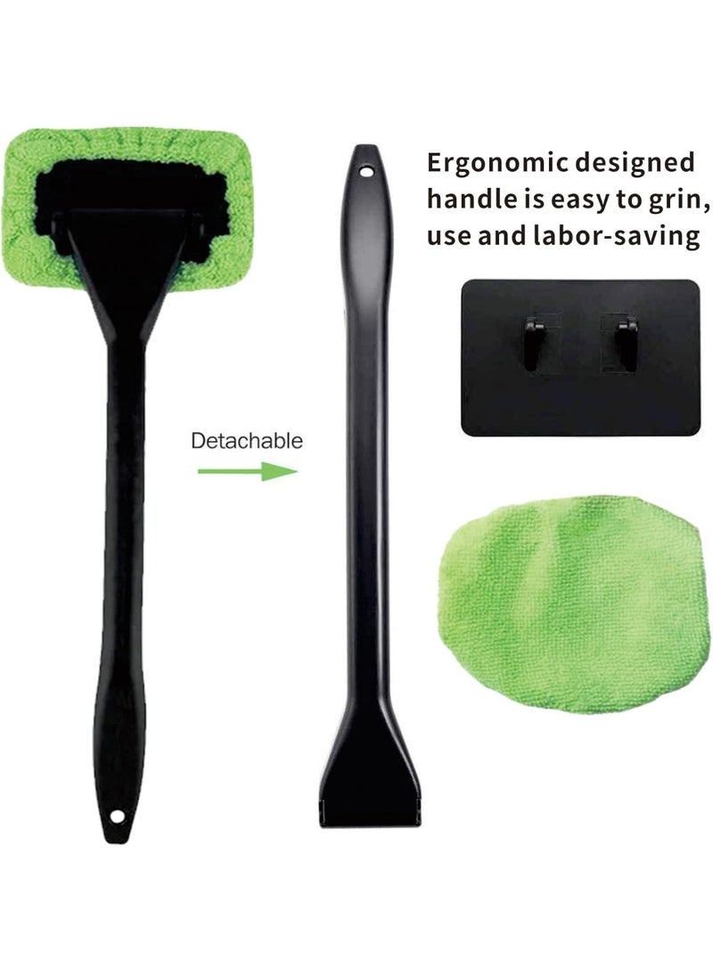 7pcs Car Windshield Cleaning Tool, Windshield Cleaner with with 5 Little Microfiber Pads That can be Washed/reused, Window Cleaner Tool, for Auto Glass Wiper (Green) - Image 3