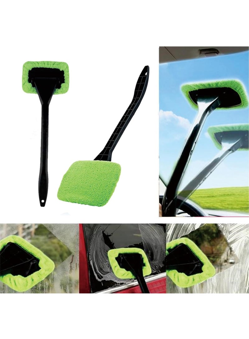 7pcs Car Windshield Cleaning Tool, Windshield Cleaner with with 5 Little Microfiber Pads That can be Washed/reused, Window Cleaner Tool, for Auto Glass Wiper (Green) - Image 4