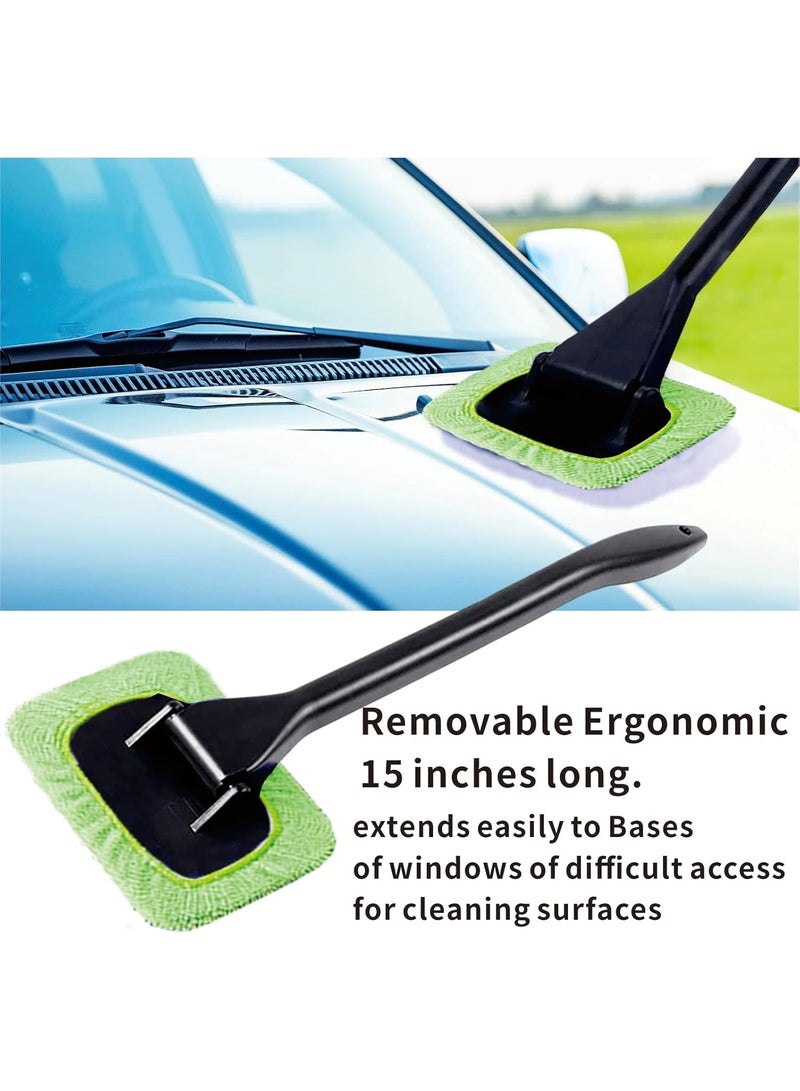 7pcs Car Windshield Cleaning Tool, Windshield Cleaner with with 5 Little Microfiber Pads That can be Washed/reused, Window Cleaner Tool, for Auto Glass Wiper (Green) - Image 5
