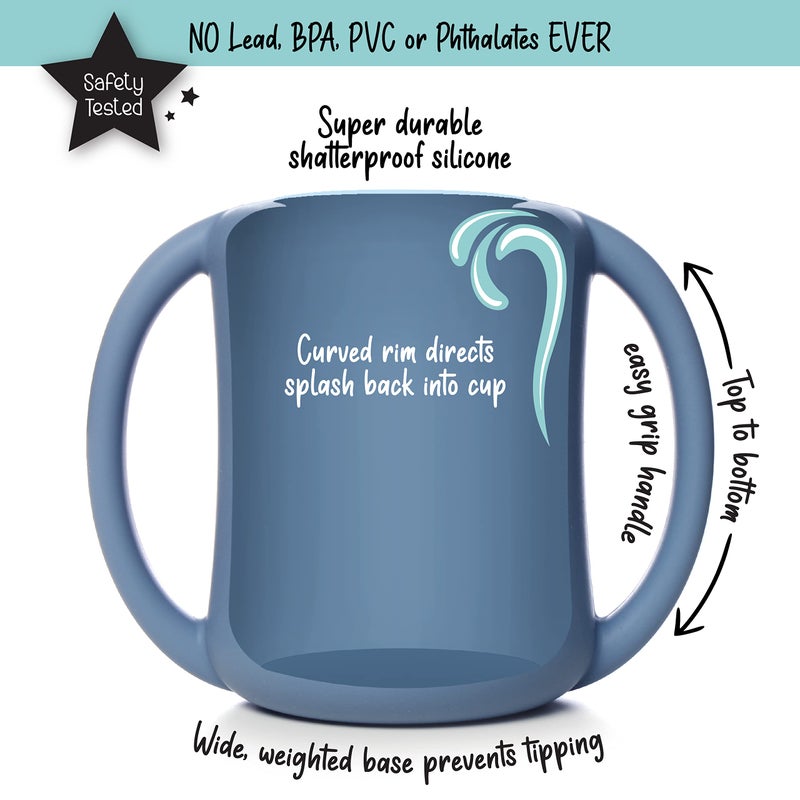 PrimaStella Silicone Baby & Toddler Training Cup with Handles (Slate Blue) - Image 2
