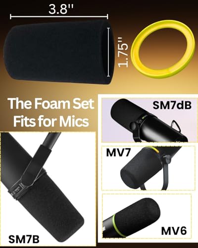 RhymKawa SM7b Foam Cover for Shuer SM7B, MV7 POP Filter RK345 Replacement, Windscreen with Colored Retaining O-Ring Identified Seat (Yellow) - Image 4