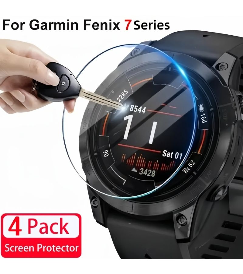 4 Pack Tempered Glass Screen Protector Film For Fenix 7S Fenix 7S Pro HD Transparent Scratch Resistant Anti Fingerprint 9H Hardness Compatible Smartwatch Accessories Men Women - Image 1