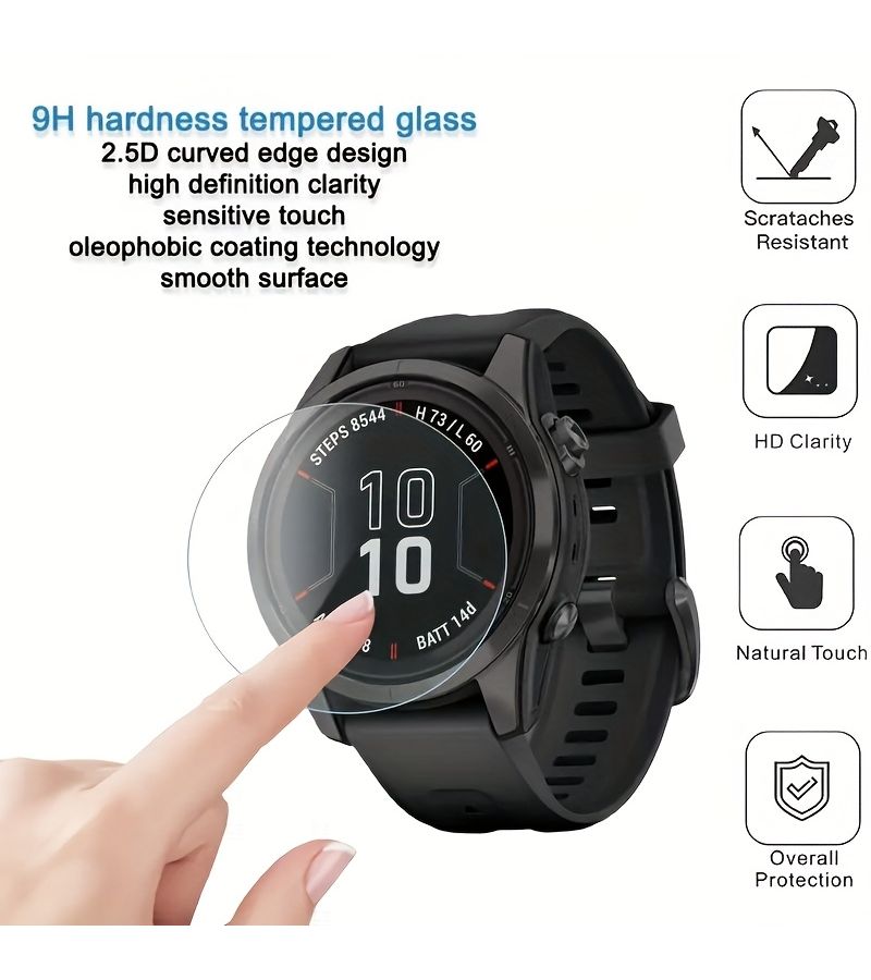 4 Pack Tempered Glass Screen Protector Film For Fenix 7S Fenix 7S Pro HD Transparent Scratch Resistant Anti Fingerprint 9H Hardness Compatible Smartwatch Accessories Men Women - Image 3